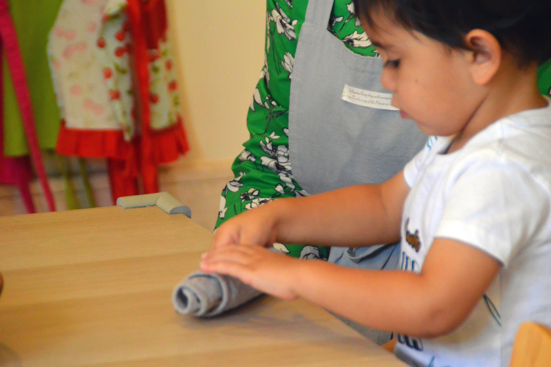 Child and guide in the classroom