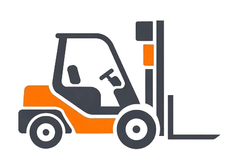 Oranger und grauer Gabelstapler.