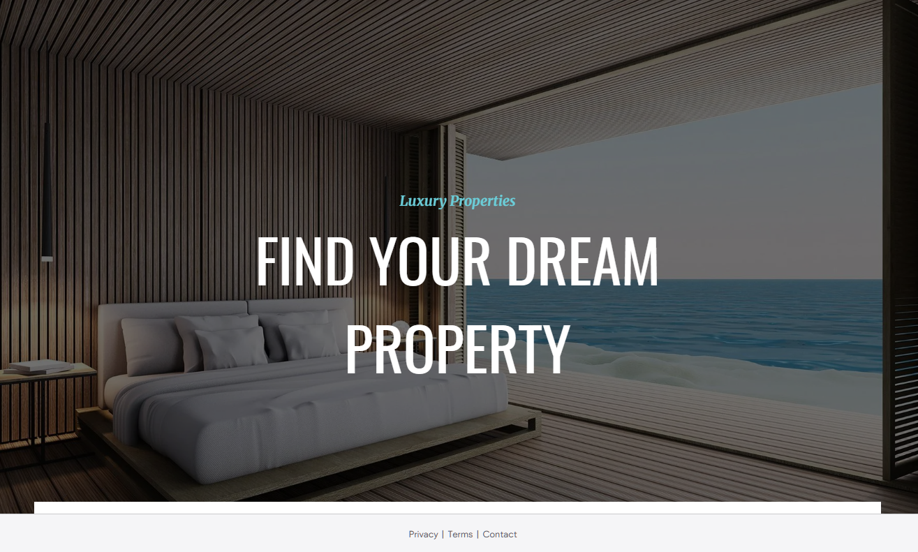 Bedroom interior with ocean view; text reads