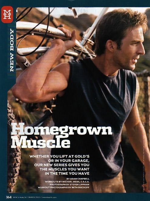 Ron Matthews  is holding a bicycle on the cover of a magazine titled homegrown muscle
