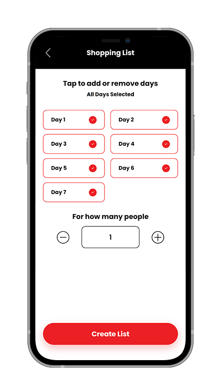 A screenshot of a shopping list app on a cell phone.