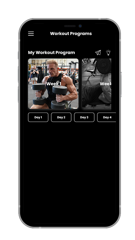 A cell phone with a workout program on it.