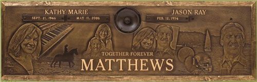Bronze memorial marker for cemetery grounds.