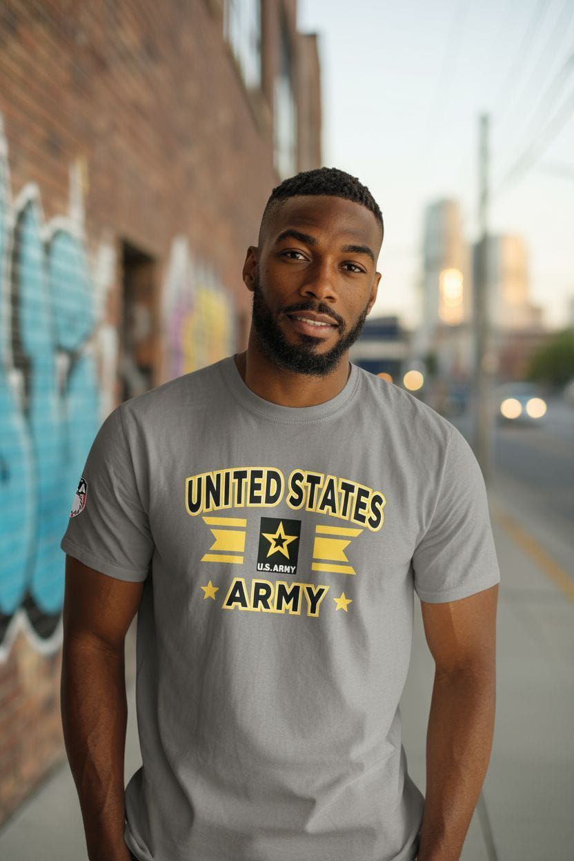 Hombre vestido con una camiseta del ejército de EE. UU.