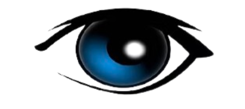 The logo for designs for eyes vision center shows a blue eye.