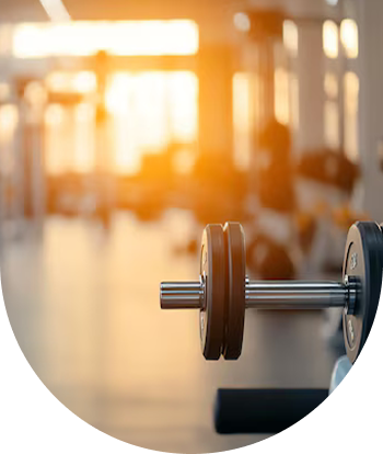 A close up of a dumbbell in a gym.