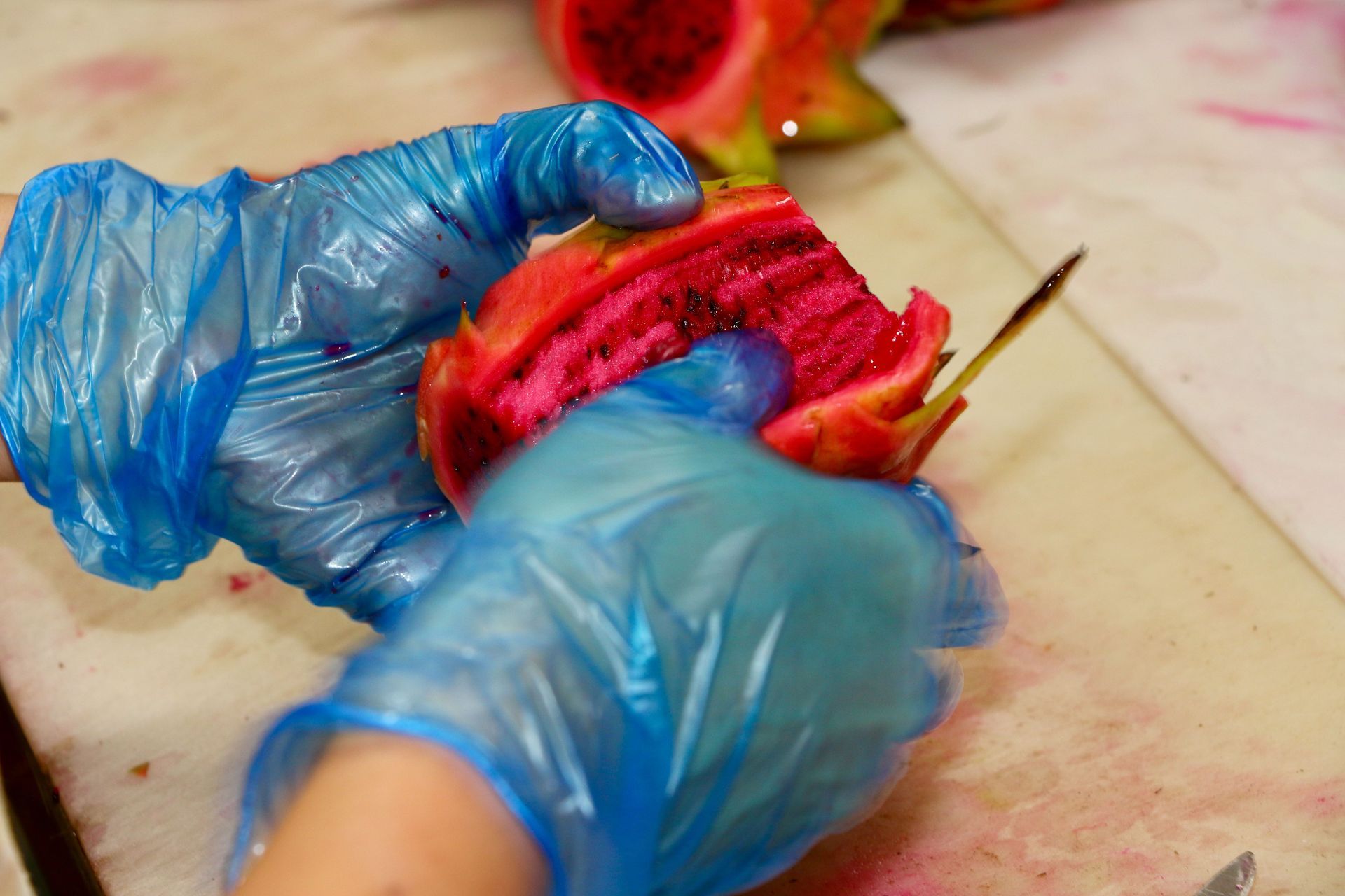Dragon Fruit Being Prepared For Being Dried Out — Mareeba Golden Dried Mangoes in Mareeba, QLD