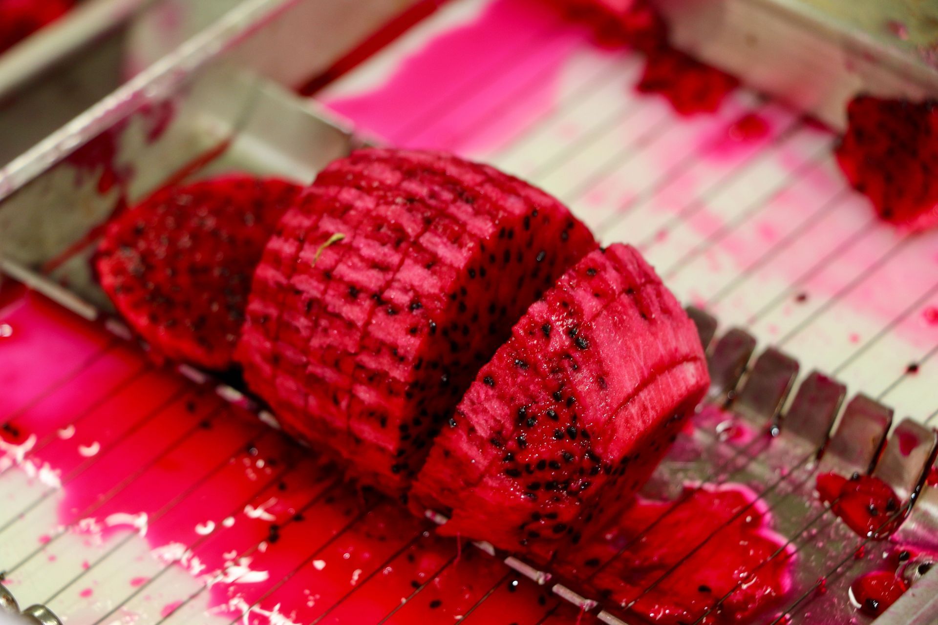 Preparing Dragon Fruit for Drying Process — Mareeba Golden Dried Mangoes in Mareeba, QLD