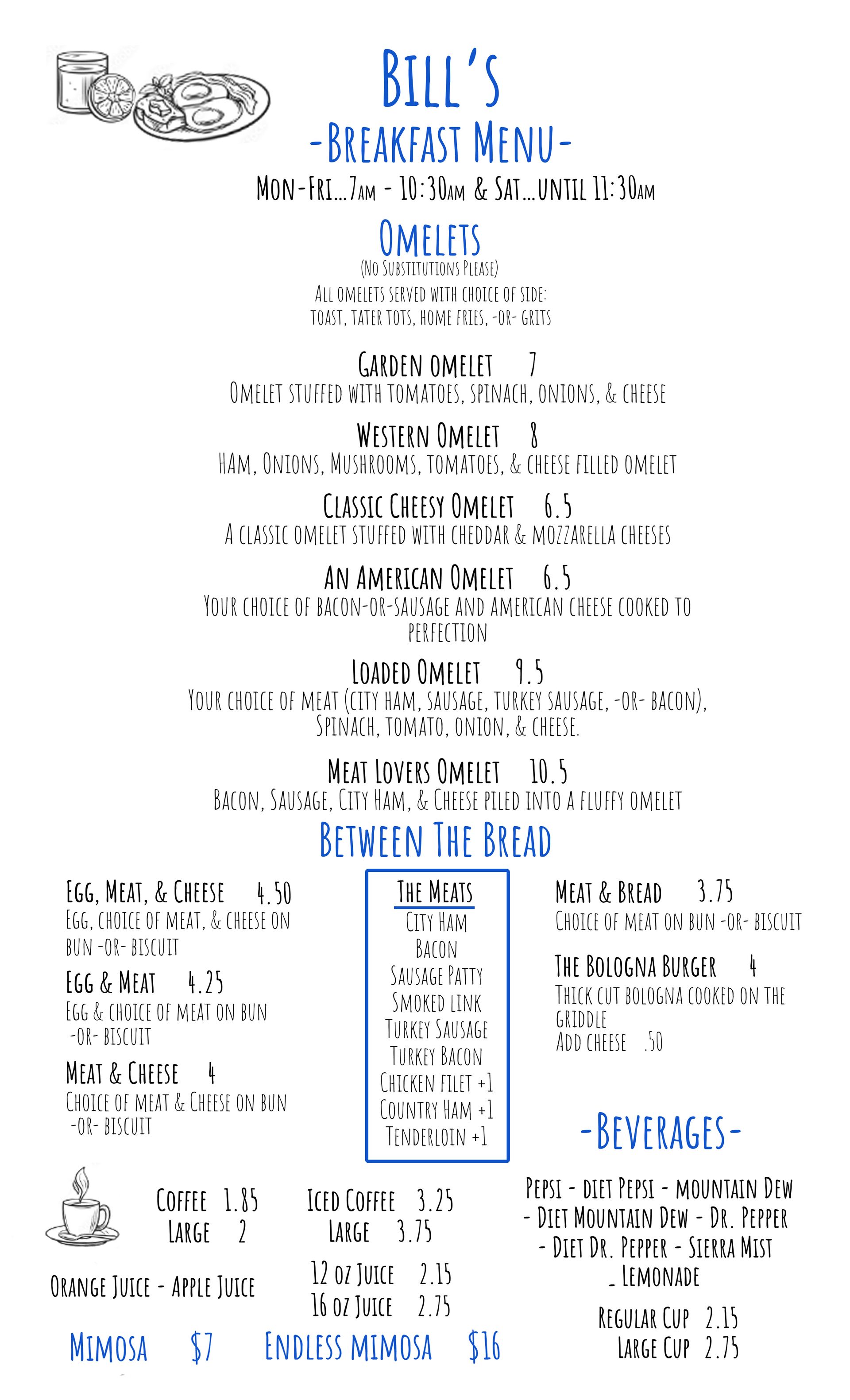 Bill's Grill Wilson, NC Daily Specials