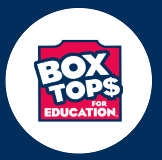 A box tops for education logo on a blue background