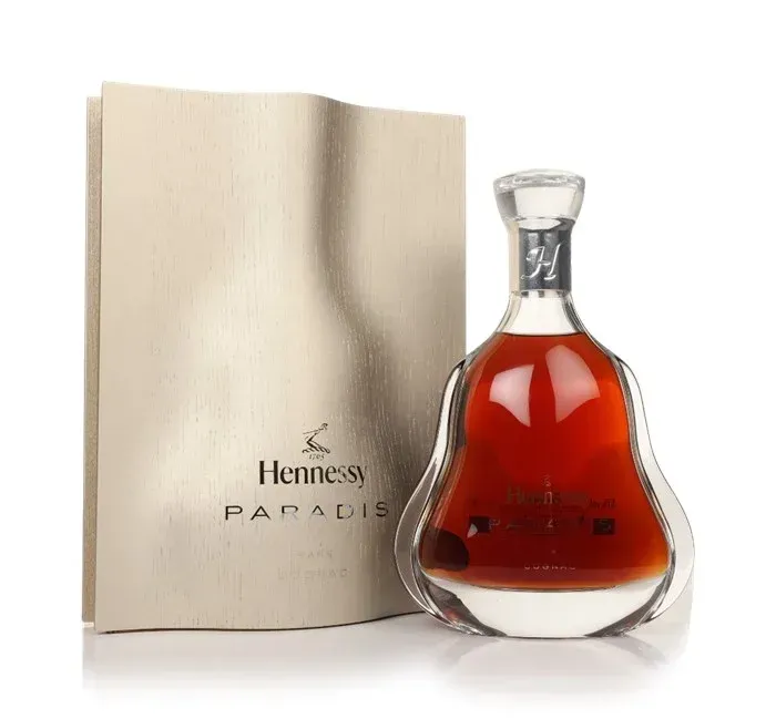 A bottle of hennessy paradis on a white background