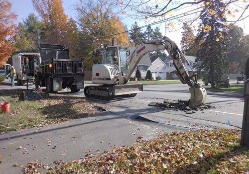Road Being Excavated — Paving Services in Nashua, NH