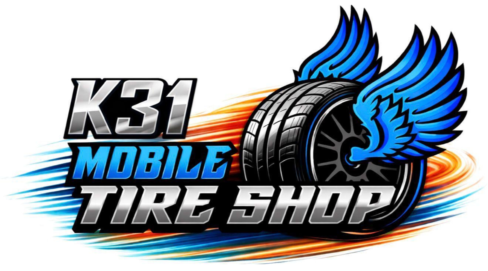 Logo: Black tire with blue wings, "K31" in white over a gray shape.