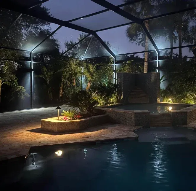 Backyard outdoor landscape lighting