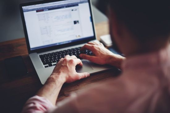man working on a laptop