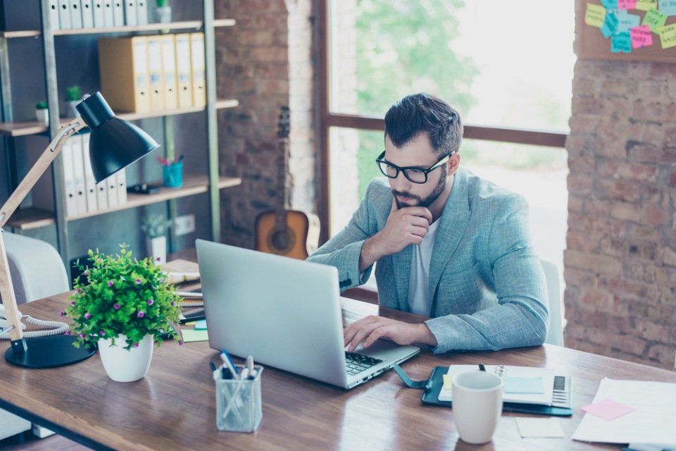 man working on a laptop