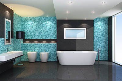 turquoise and black luxury bathroom