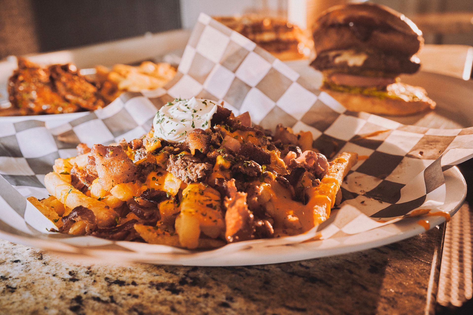 A close up of a plate of food on a table.