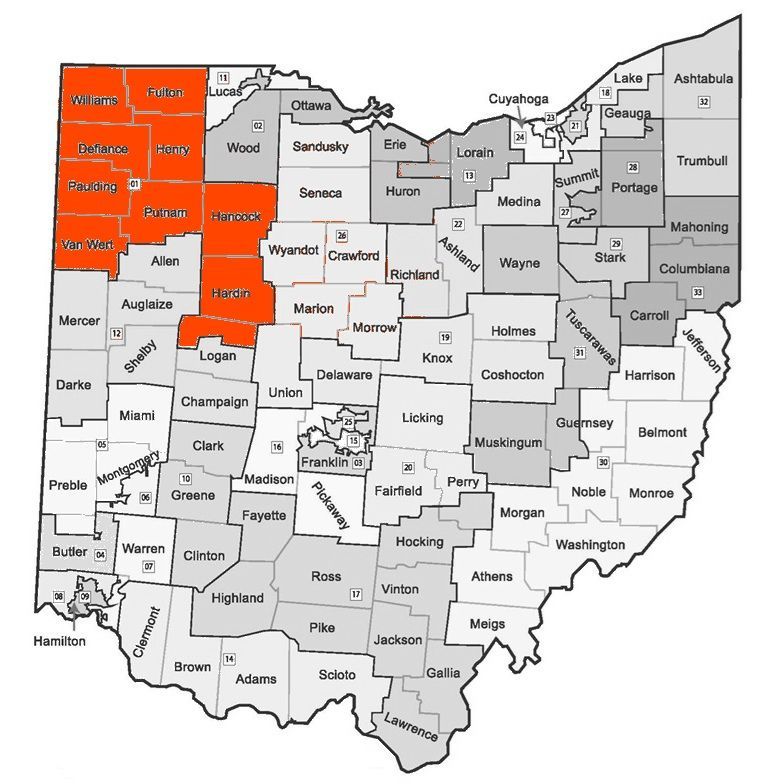 Hoops for Ohio State Senate District 1 Map
