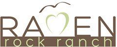 Logo for Raven Rock Ranch: text with a bird and heart symbol.