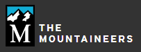 Logo for The Mountaineers, featuring a mountain range above a white 