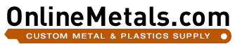 OnlineMetals.com logo with black text and an orange tag line: Custom Metal & Plastics Supply.