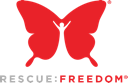 Red butterfly logo with a white figure in the center, 