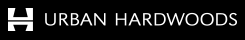 Logo for Urban Hardwoods: white 