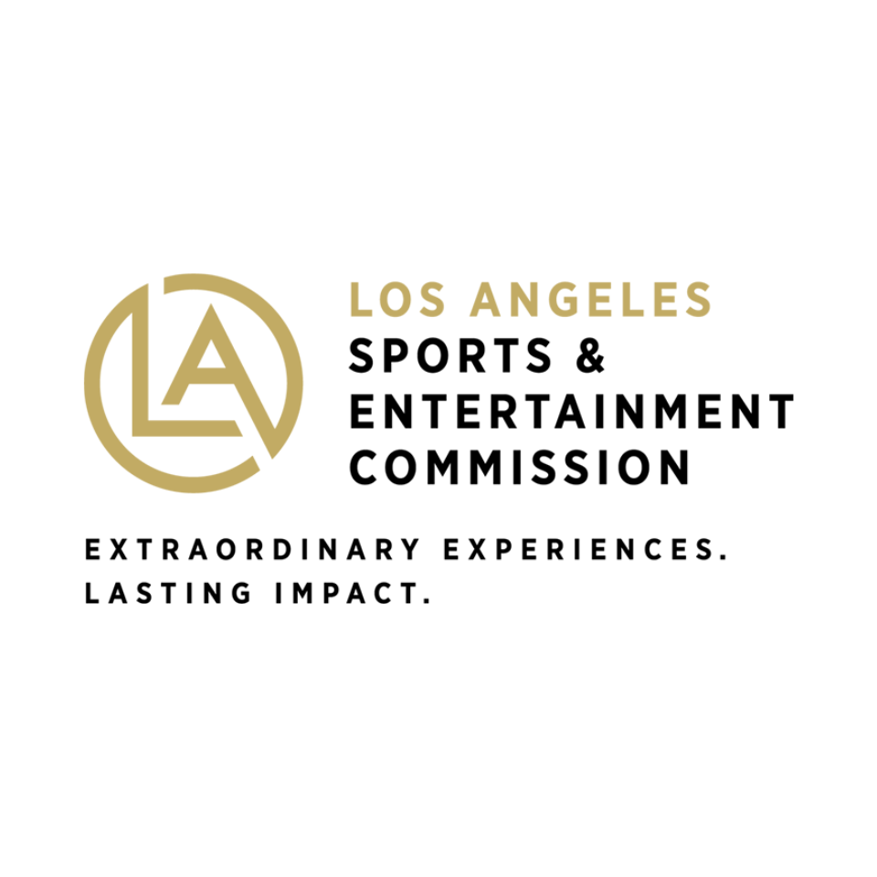 Logo for Los Angeles Sports & Entertainment Commission. Gold