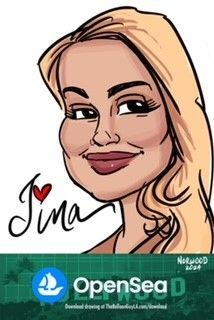 A cartoon of a woman with the name jina on it