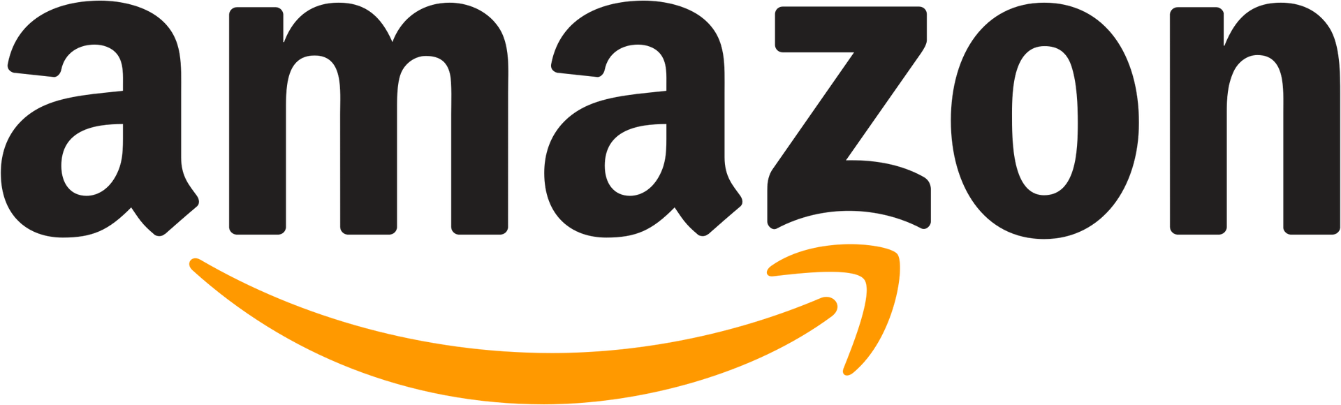 The amazon logo is black and orange with a yellow arrow.