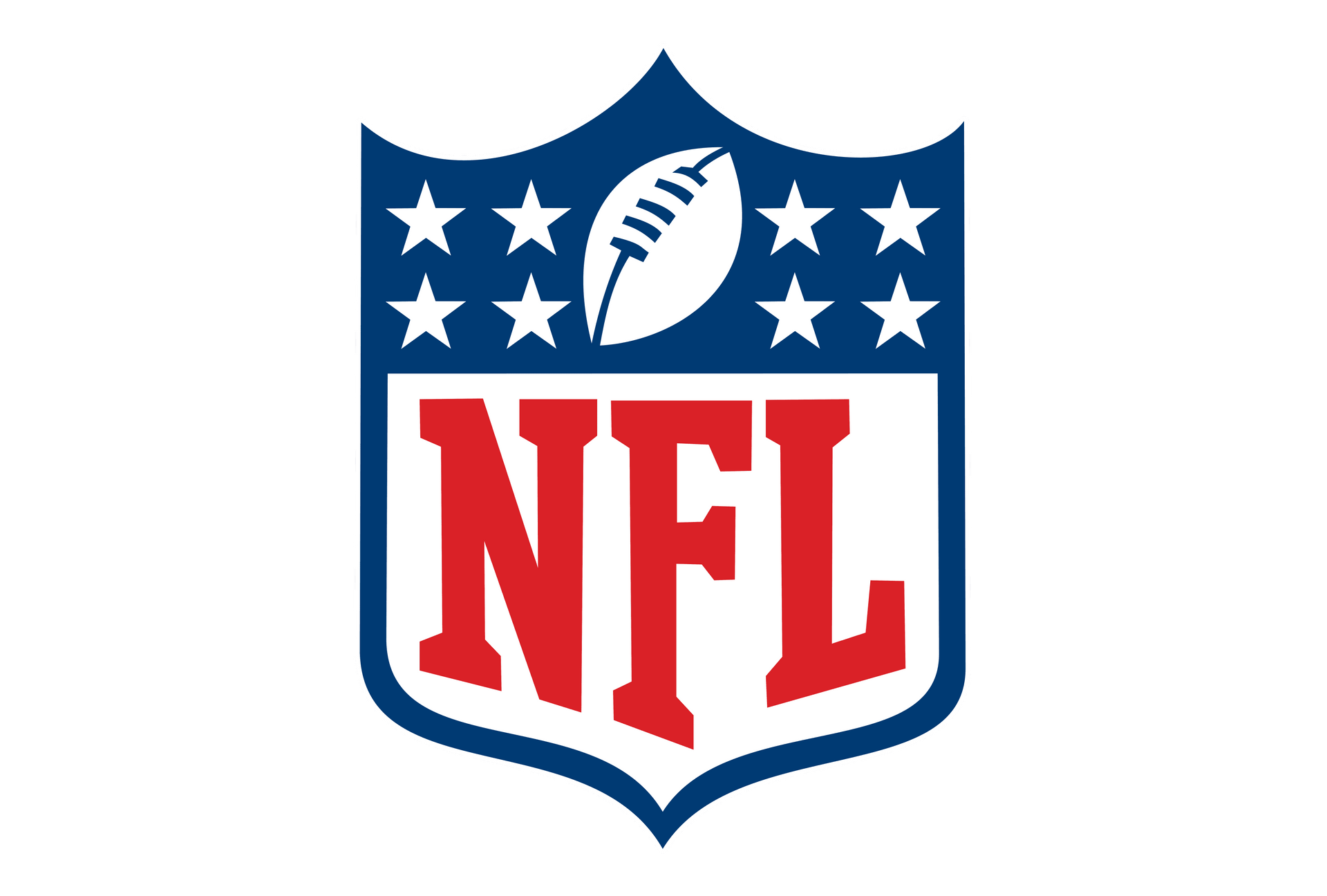 The logo for the nfl is a shield with a football on it.