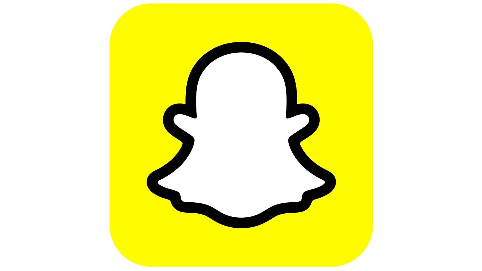 A yellow square with a snapchat logo on it.