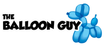 The logo for the balloon guy shows a blue balloon in the shape of a dog.
