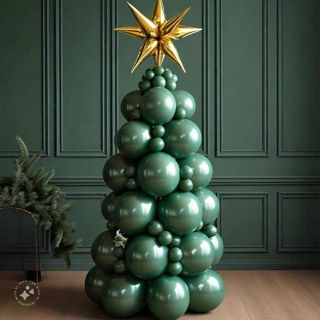 Festive Magic Wonderland Tree Arrangement: Dark Green and Gold Drops