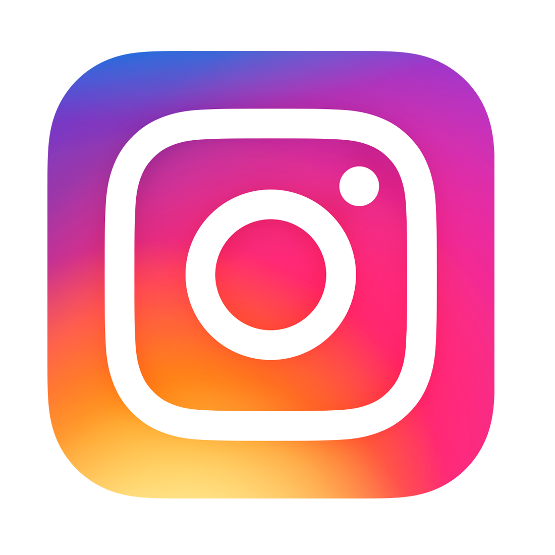 A colorful instagram logo with a white circle in the middle