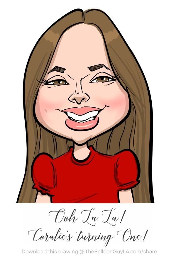 A cartoon of a woman wearing a red shirt and smiling.