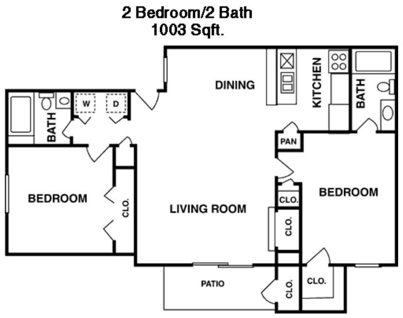 2 BED / 2 BATH FLOOR PLAN