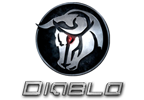 Diablo logo: bull head within a black and silver circular frame, Diablo text below.