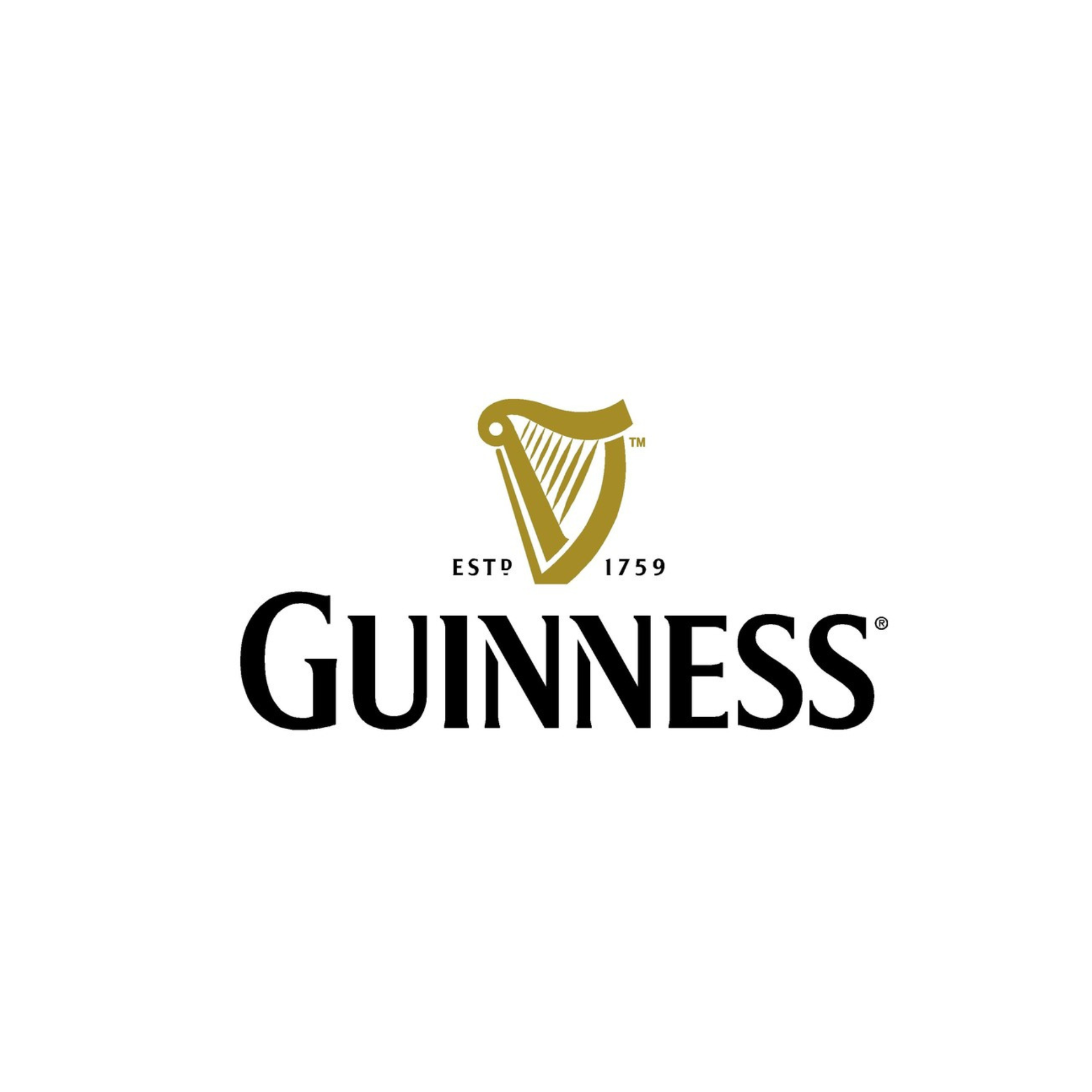 A guinness logo with a harp on a white background.