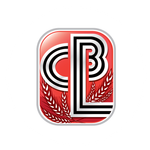 A red square with a black and white letter b on it
