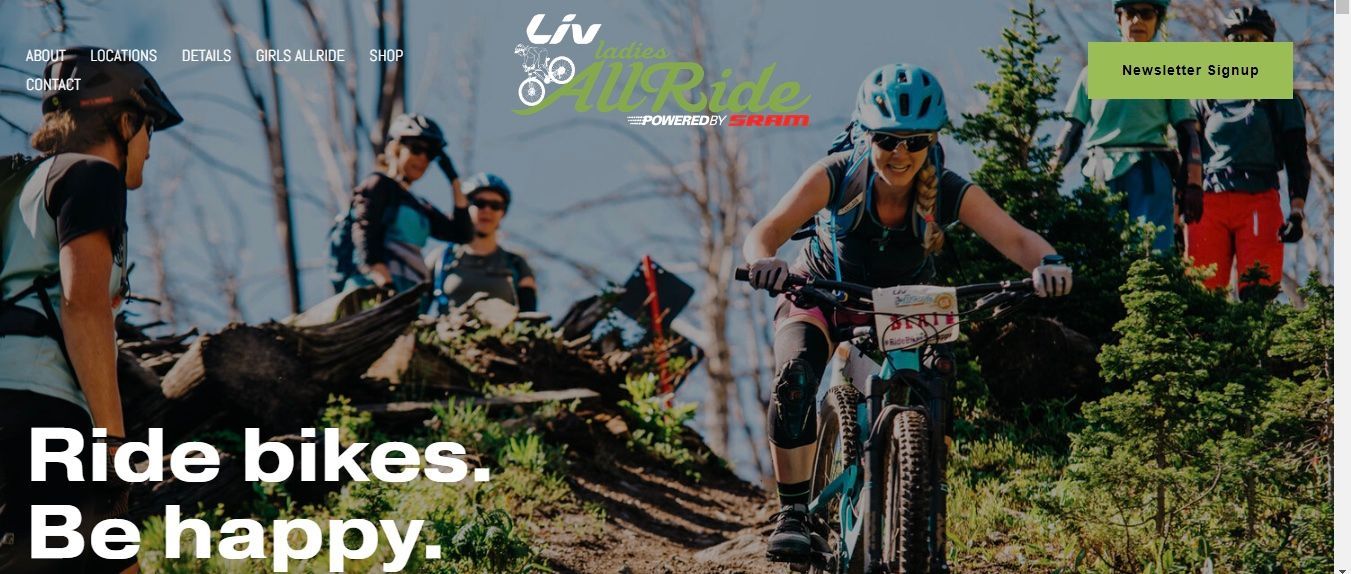 Liv Ladies All Ride banner with a mountain biker at the center