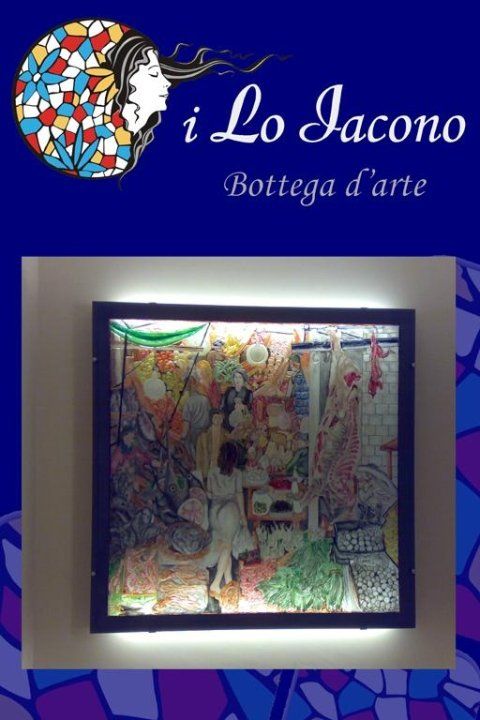 vetrata raffigurante il quadro la vucciria di guttuso