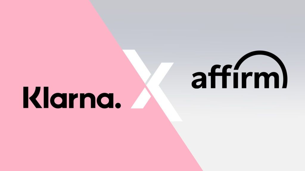 Klarna and Affirm logos overlapping a white 