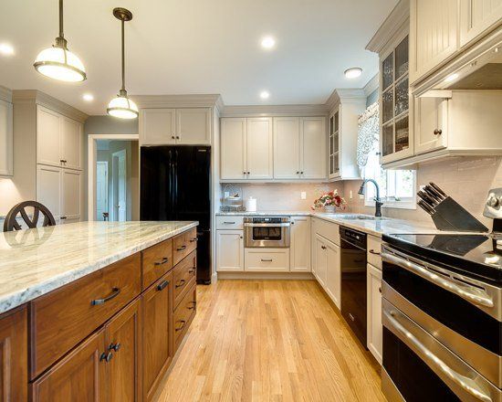 Flagstone Cabinetry with Walnut Island