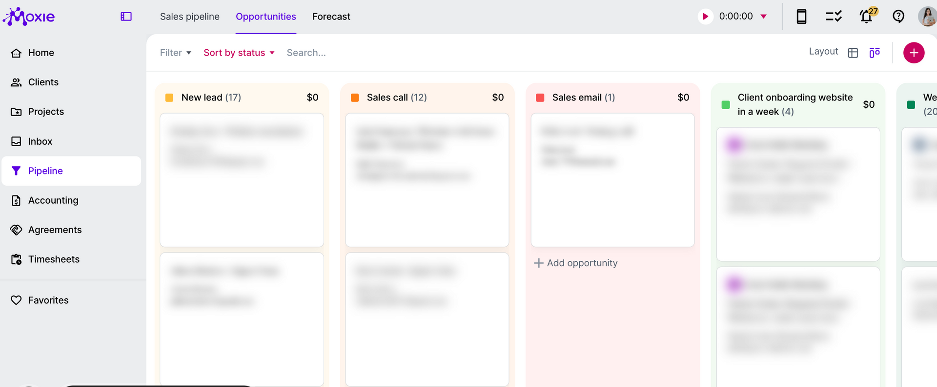 Moxie sales pipeline