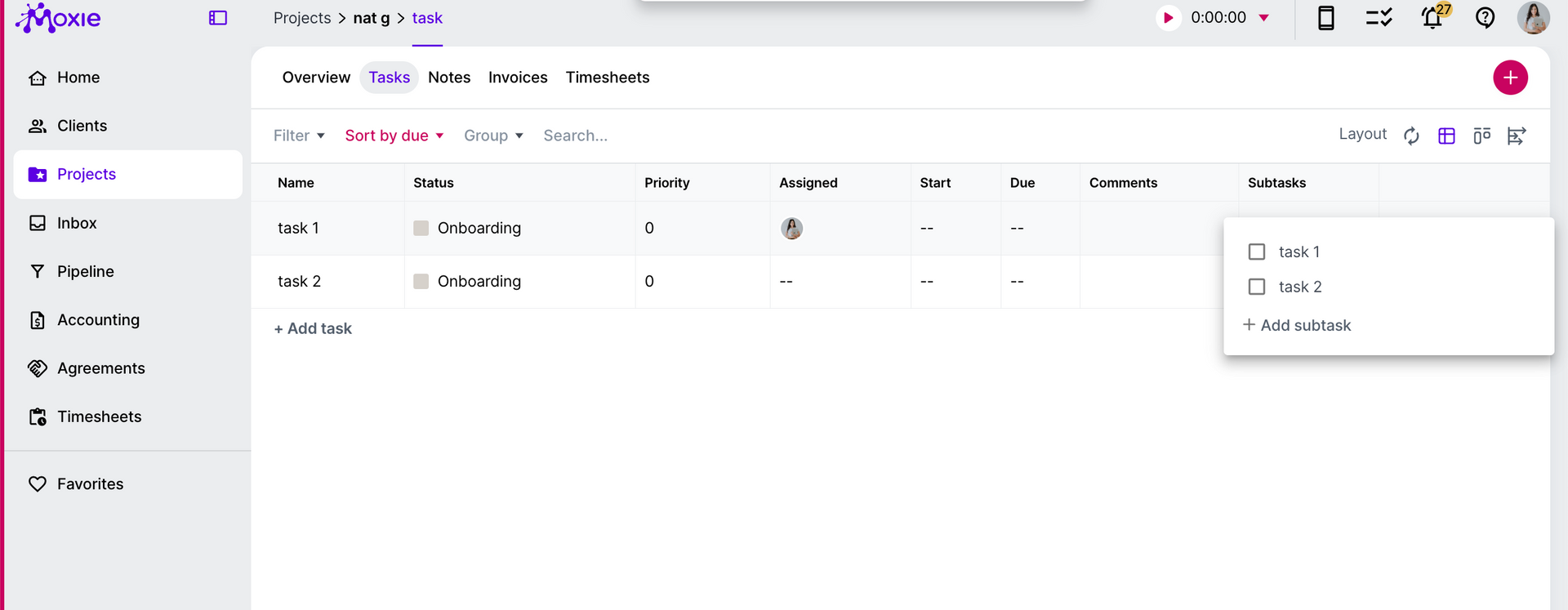 moxie task and project management