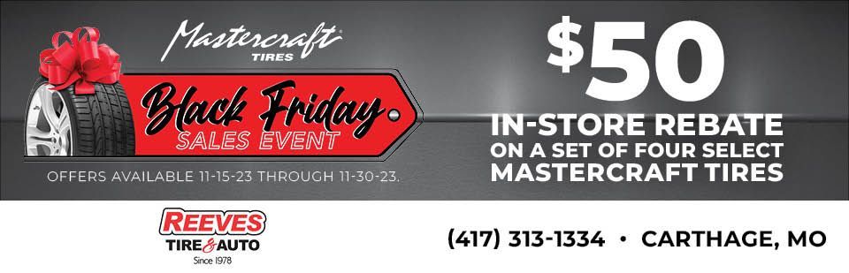 Black Friday Savings at Carthage, MO | Reeves Tire & Automotive