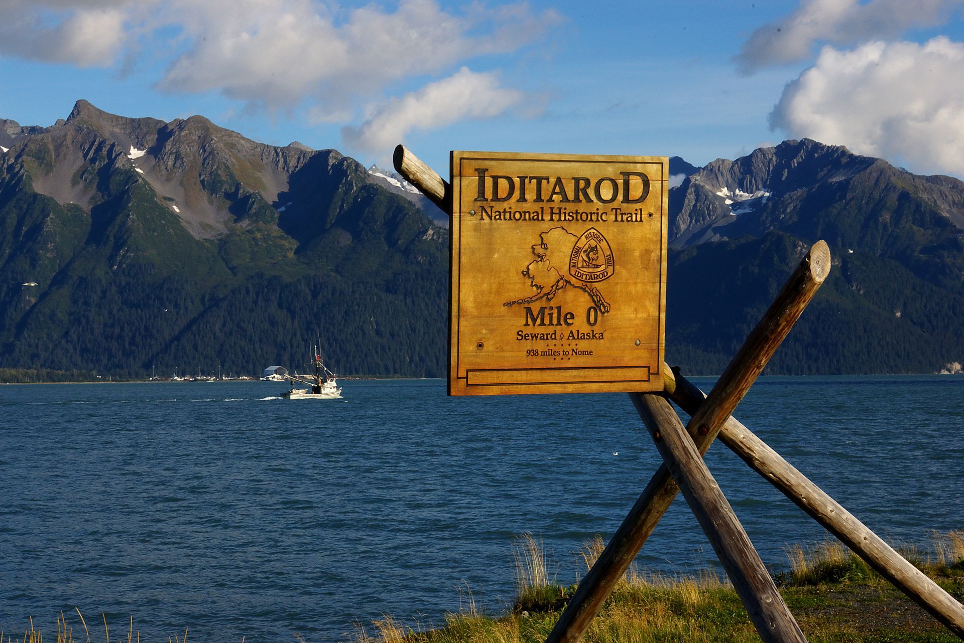 A wooden sign with the word iditarod on it