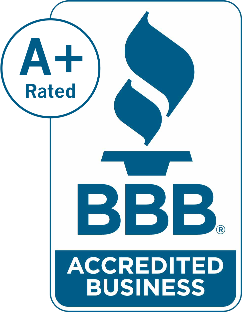 The bbb logo is a a+ rated accredited business